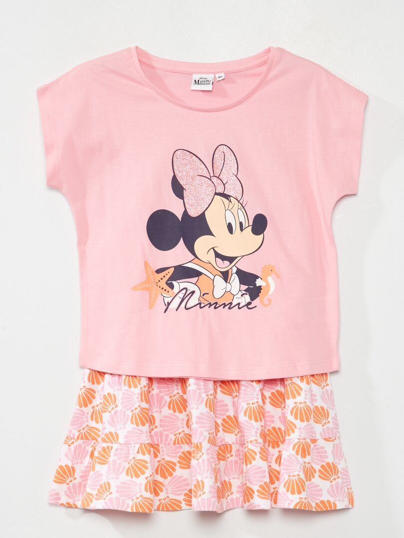 Conjunto de camiseta + falda 'Minnie' 'Disney' rosa - Kiabi