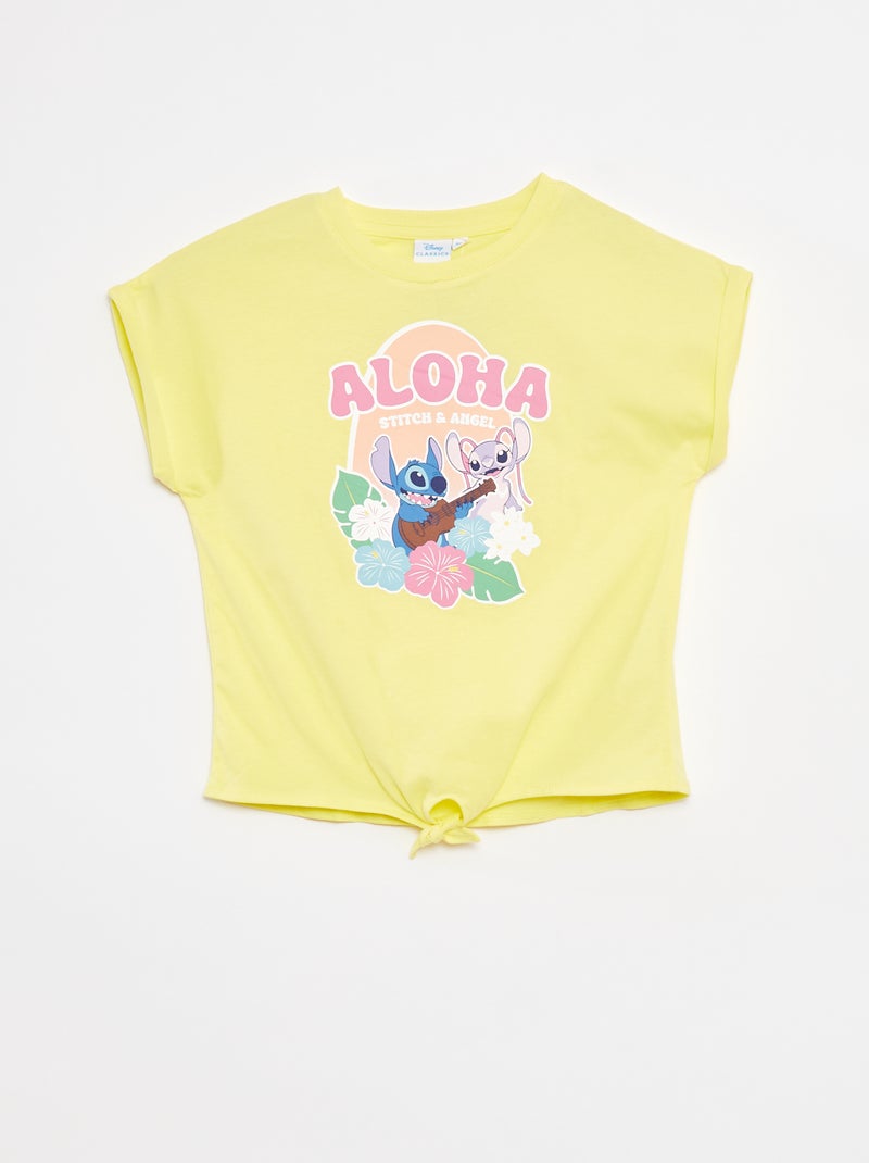 Conjunto de camiseta larga + pantalón corto 'Stitch' AMARILLO - Kiabi