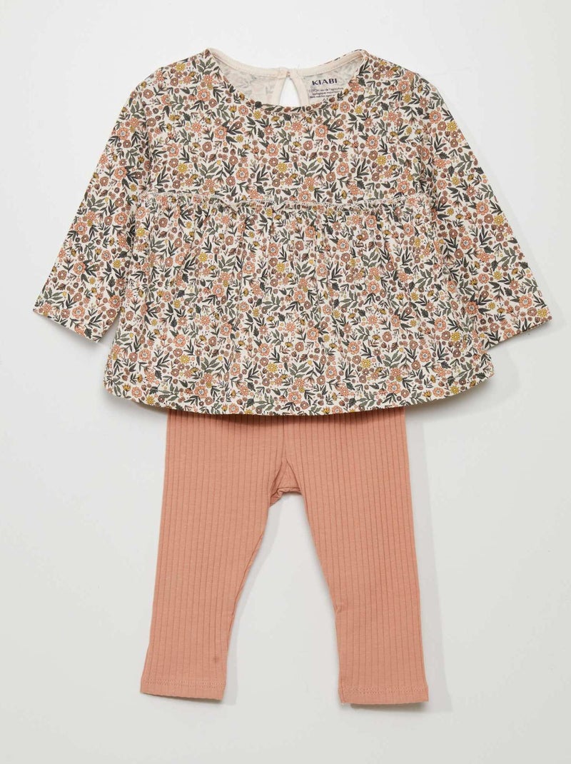 Conjunto de camiseta + legging - 2 piezas BEIGE - Kiabi