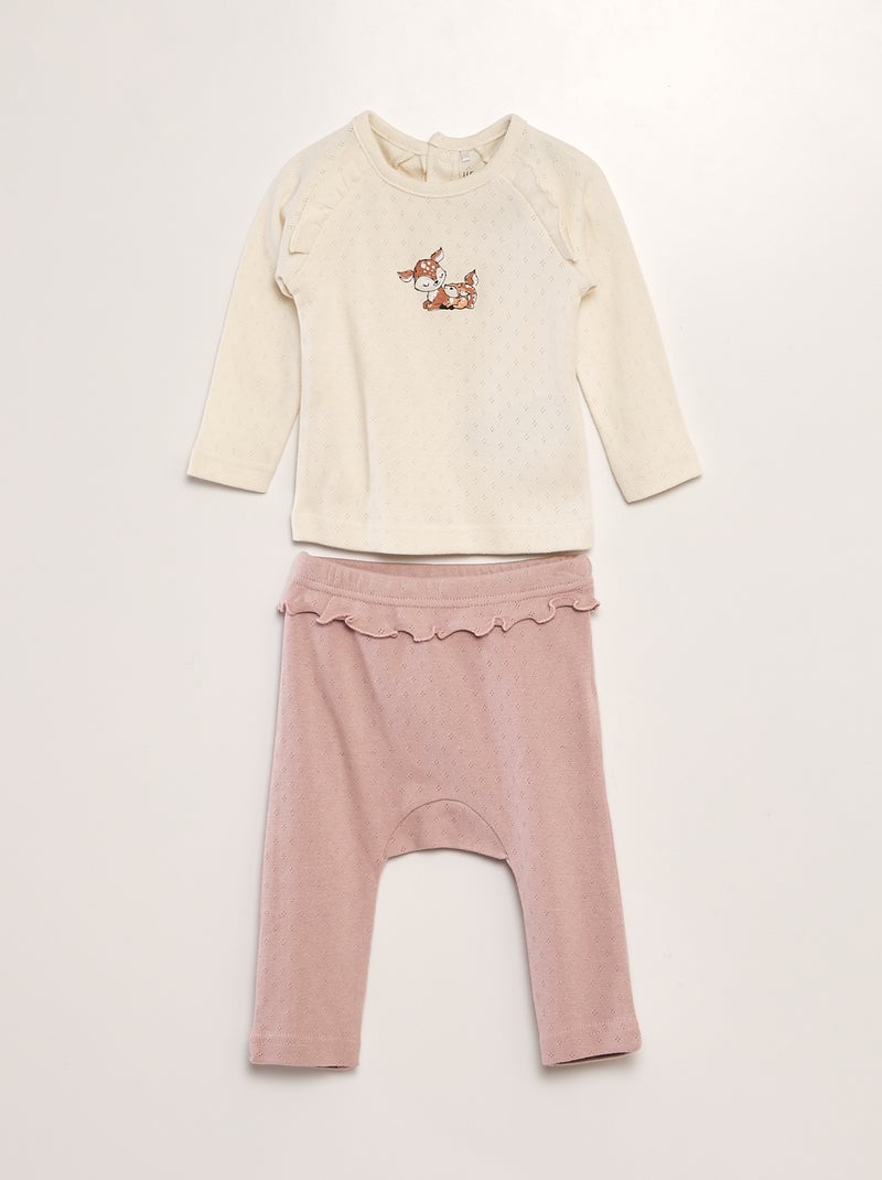 Conjunto de camiseta + legging - 2 piezas BEIGE - Kiabi
