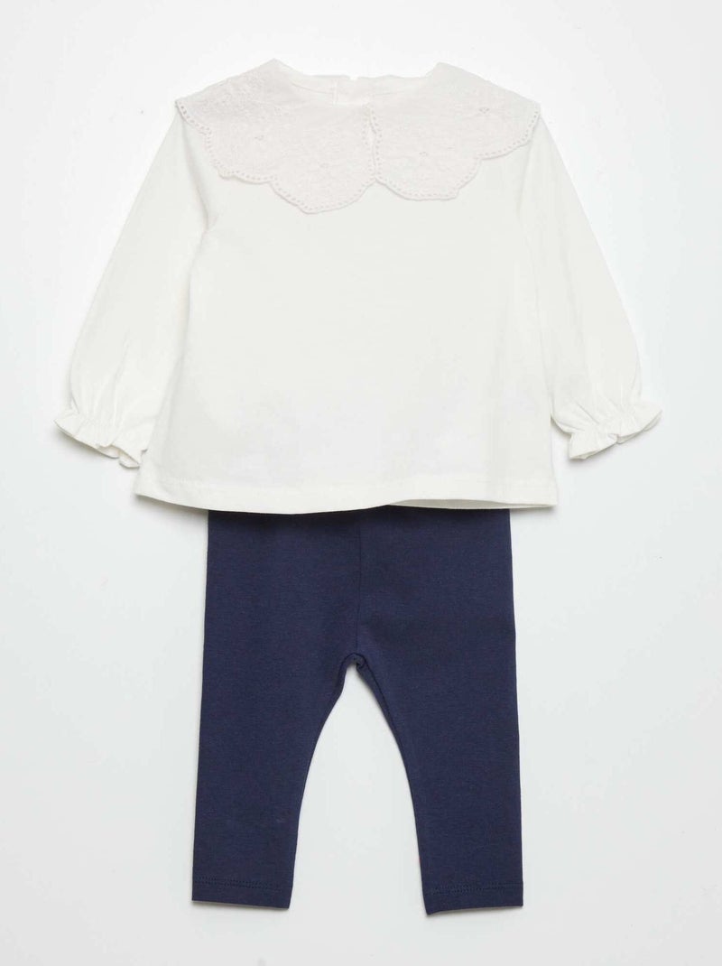 Conjunto de camiseta + legging - 2 piezas BLANCO - Kiabi