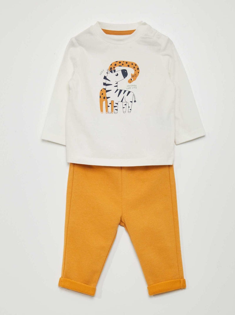 Conjunto de camiseta + legging - 2 piezas BLANCO - Kiabi