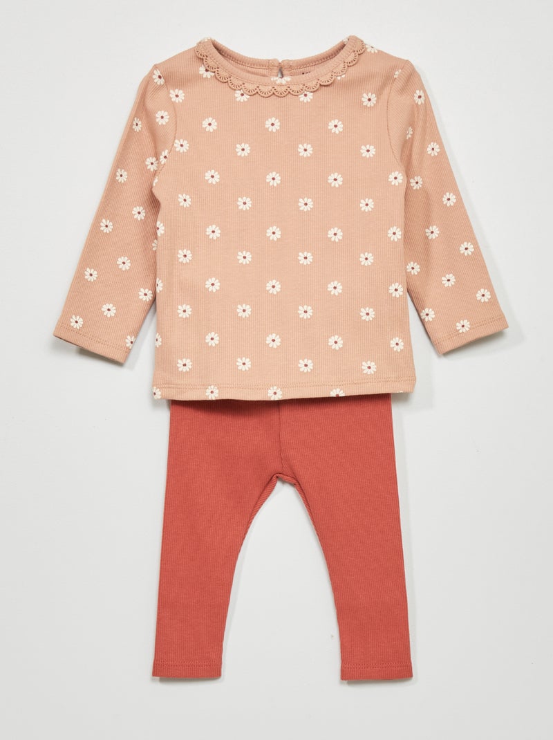 Conjunto de camiseta + legging - 2 piezas ROSA - Kiabi