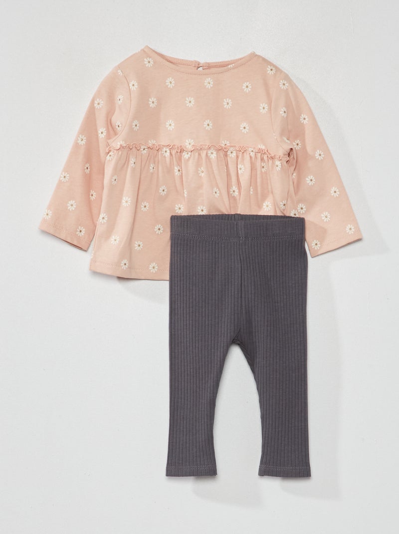 Conjunto de camiseta + legging - 2 piezas ROSA - Kiabi