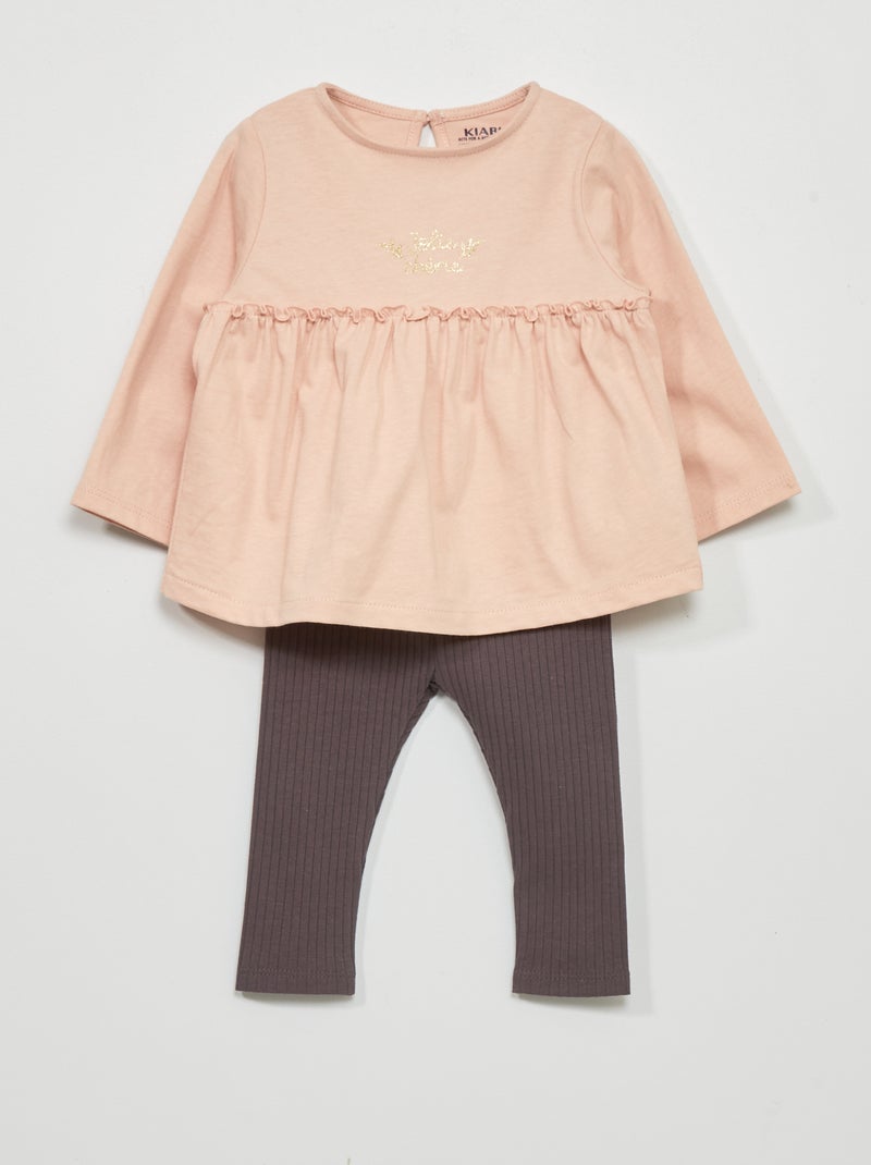 Conjunto de camiseta + legging - 2 piezas ROSA - Kiabi