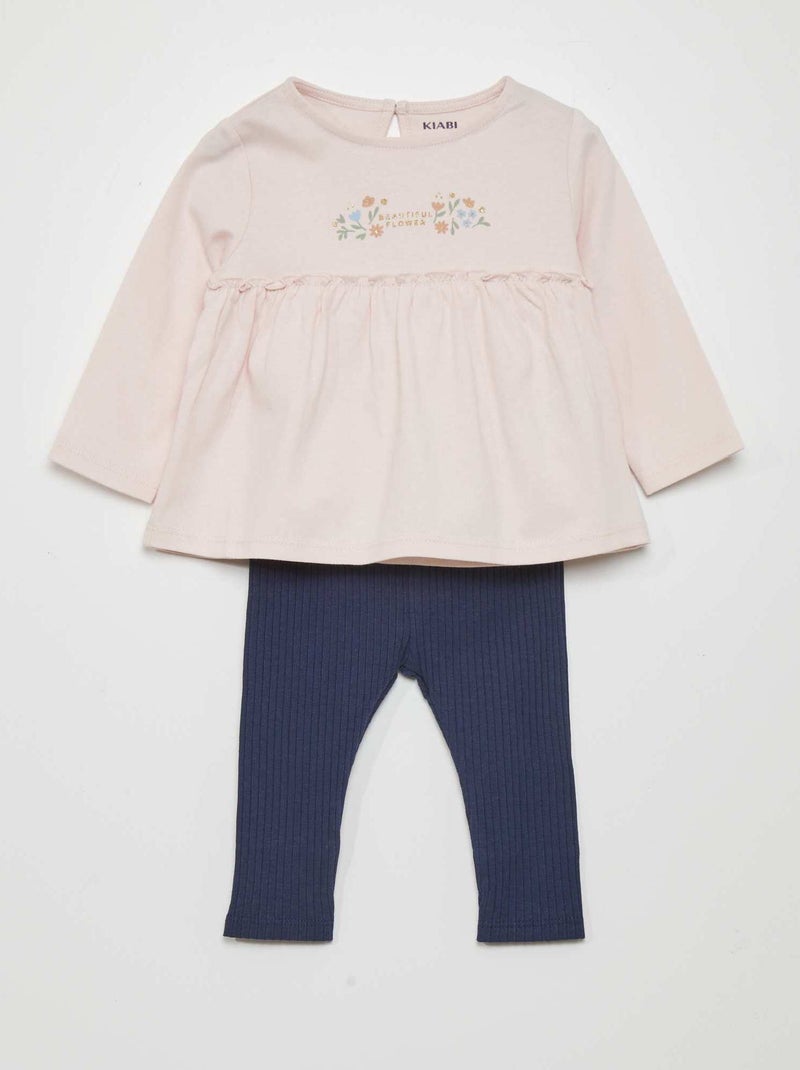 Conjunto de camiseta + legging - 2 piezas ROSA - Kiabi