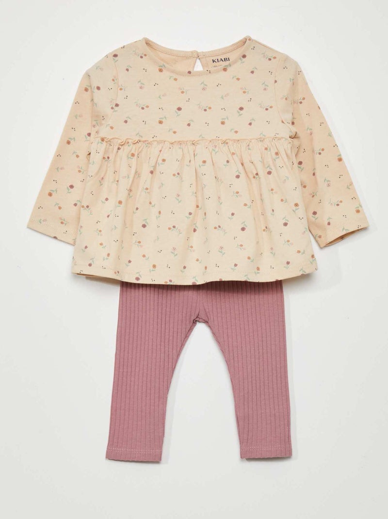 Conjunto de camiseta + legging - 2 piezas ROSA - Kiabi
