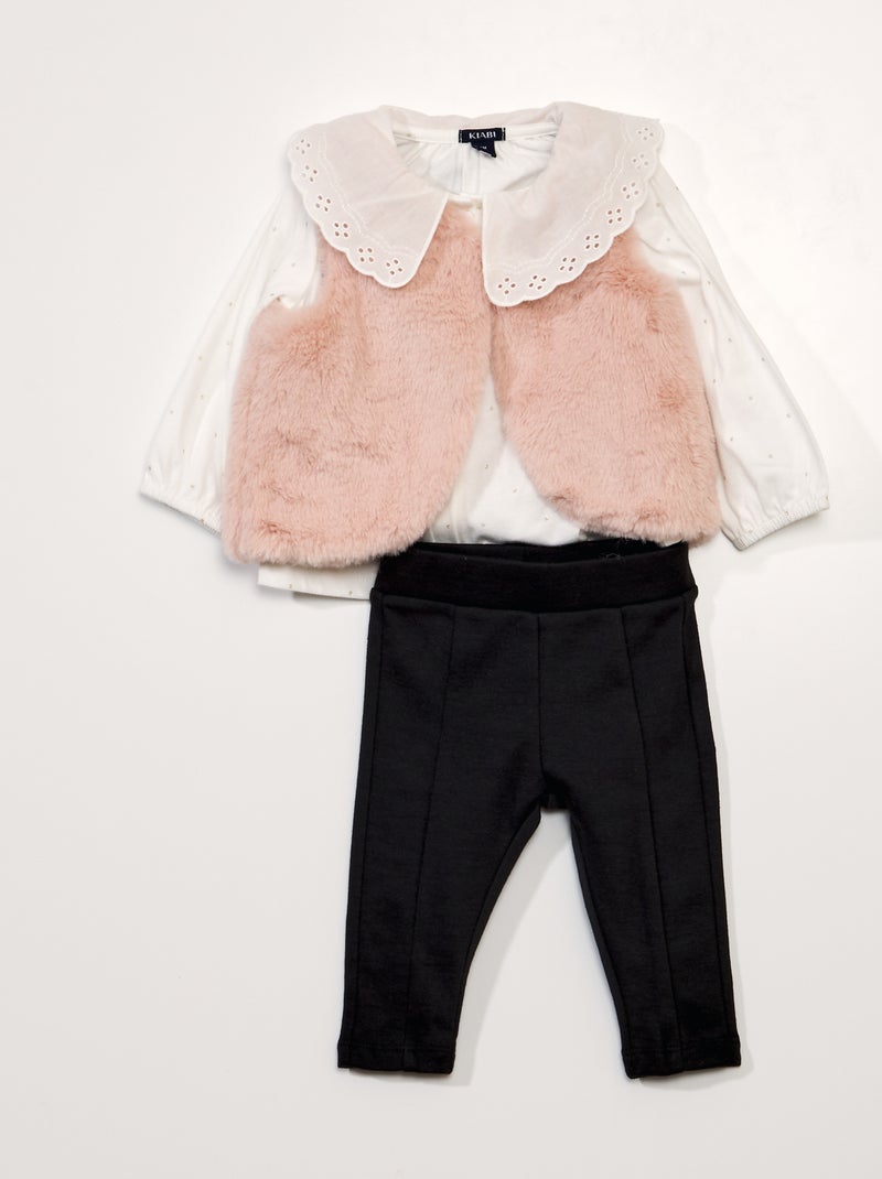 Conjunto de camiseta + legging + chaqueta - 3 piezas BLANCO - Kiabi