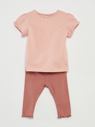 Conjunto de camiseta + legging de canalé - 2 piezas