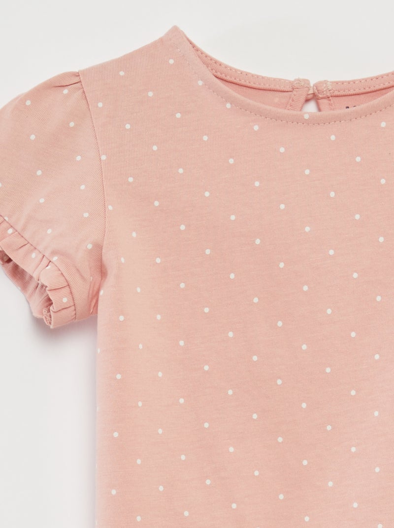 Conjunto de camiseta + legging de canalé - 2 piezas ROSA - Kiabi