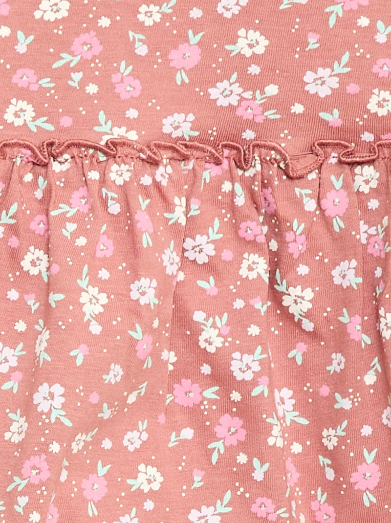 Conjunto de camiseta + legging de canalé - 2 piezas Rosa - Kiabi