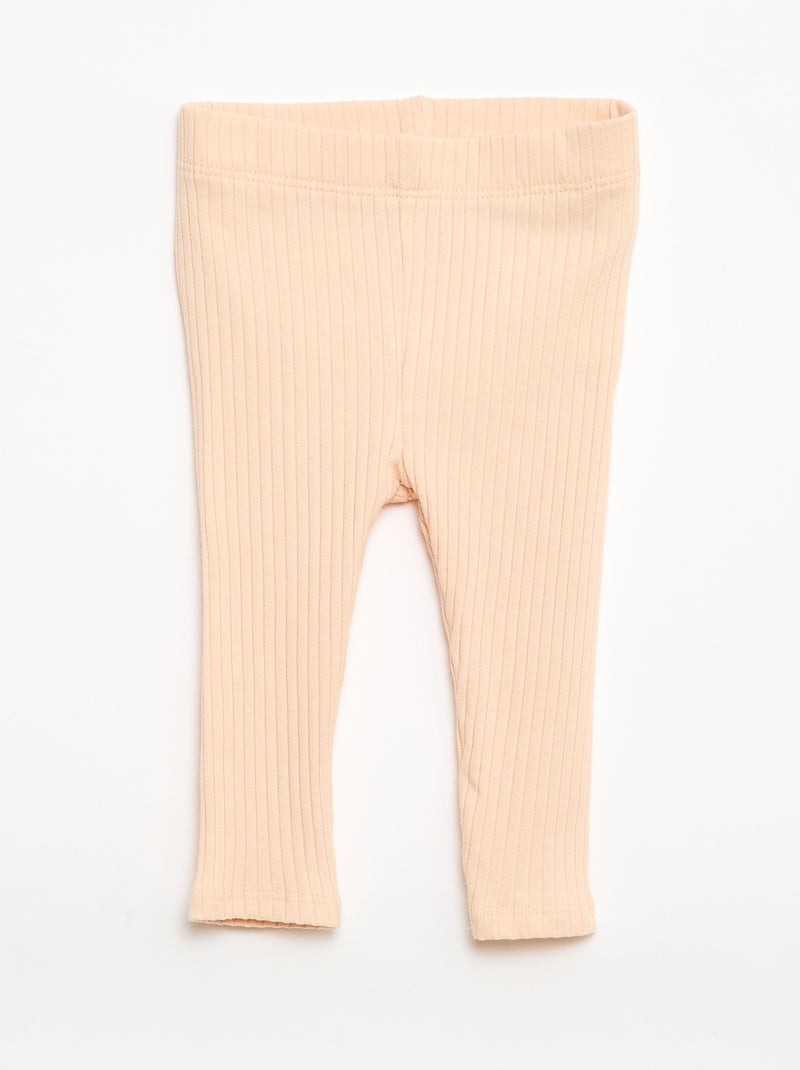 Conjunto de camiseta + legging de canalé - 2 piezas Rosa - Kiabi
