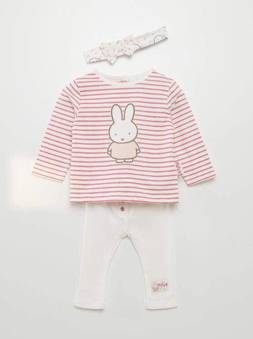 Conjunto de camiseta + legging de canalé + diadema 'Miffy' - 3 piezas - Kiabi
