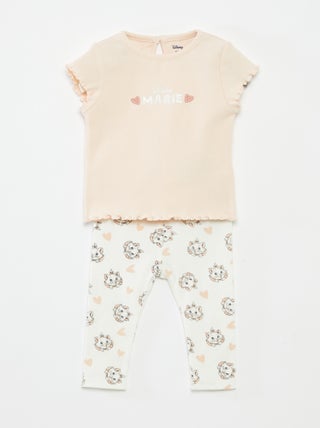 Conjunto de camiseta + legging de canalé 'Marie' - Doble