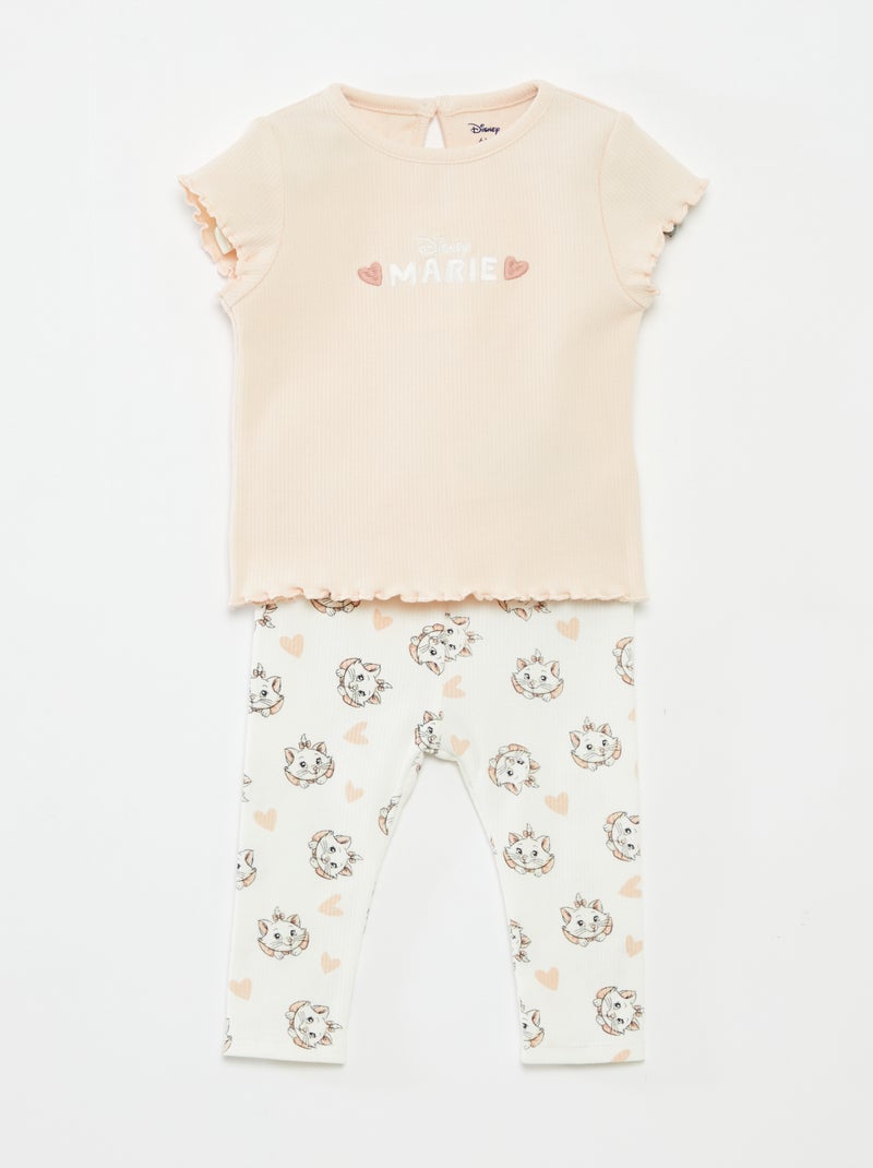 Conjunto de camiseta + legging de canalé 'Marie' - Doble Rosa - Kiabi