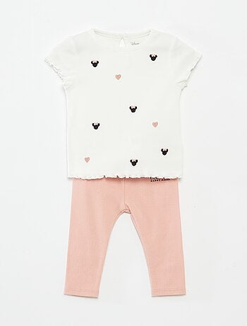 Conjunto de camiseta + legging de canalé 'Minnie' - Doble