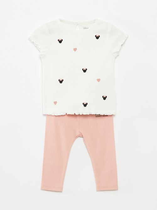 Conjunto de camiseta + legging de canalé 'Minnie' - Doble - Kiabi