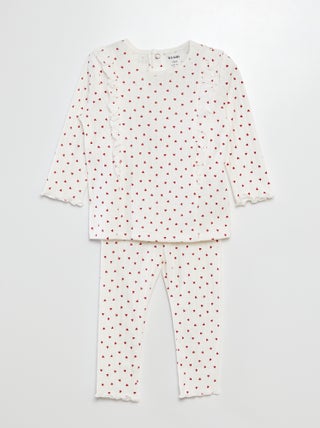 Conjunto de camiseta + legging de pijama con estampado de corazones  - 2 piezas