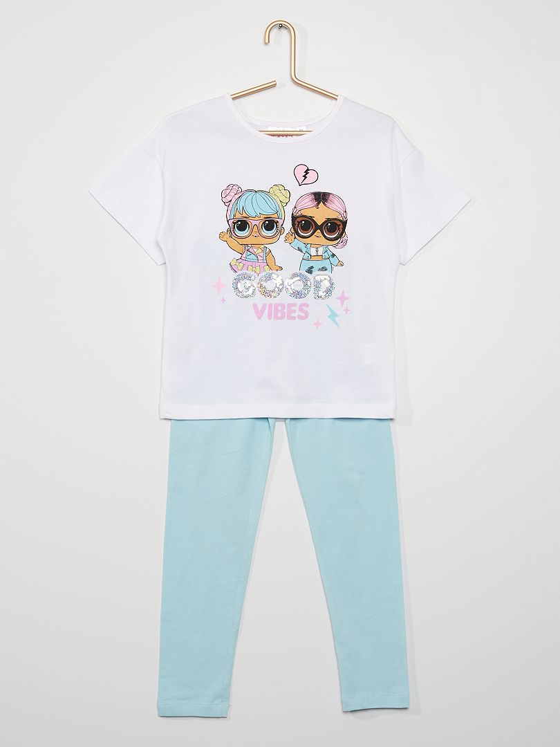 Conjunto de camiseta + legging 'L.O.L Surprise' blanco/azul - Kiabi