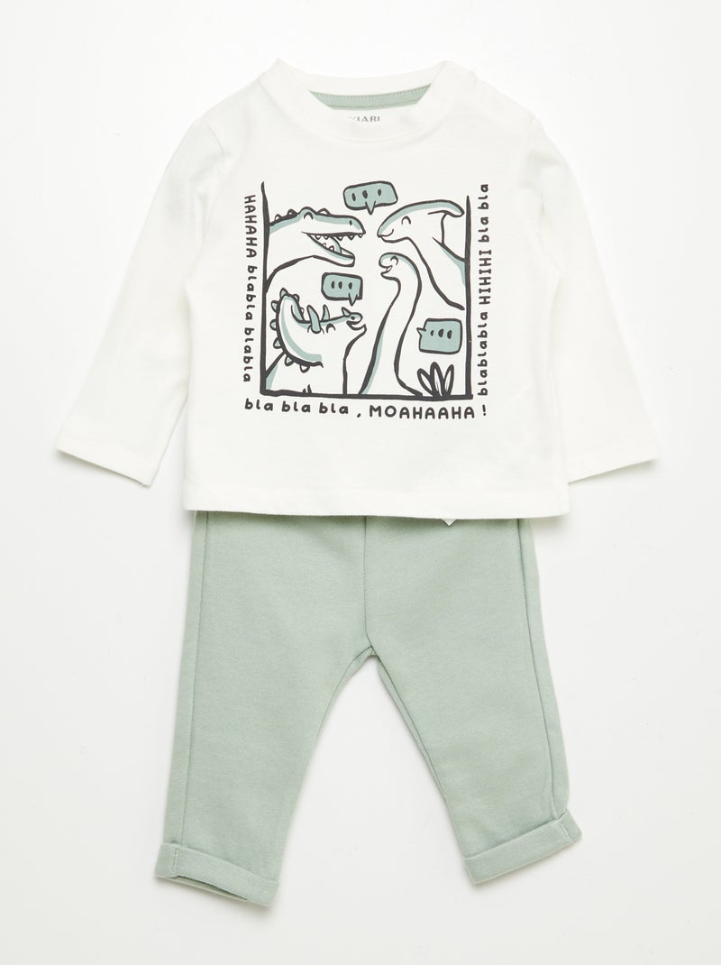 Conjunto de camiseta + pantalón - 2 piezas BEIGE - Kiabi