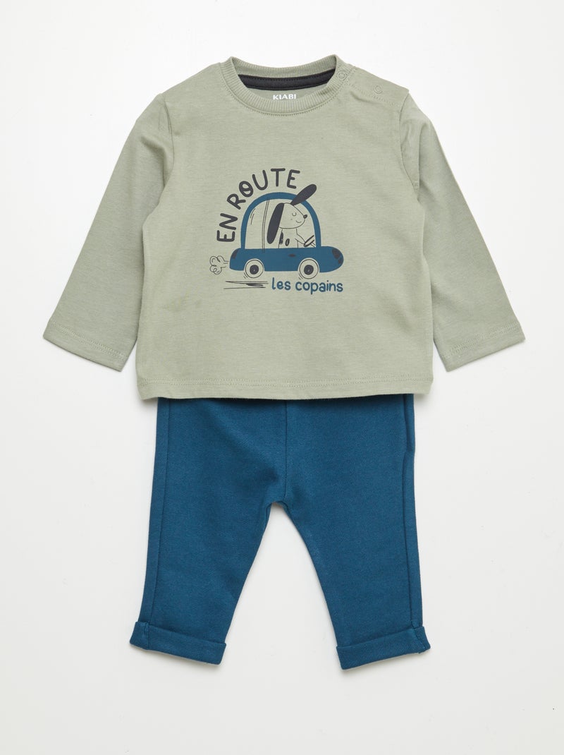 Conjunto de camiseta + pantalón - 2 piezas VERDE - Kiabi