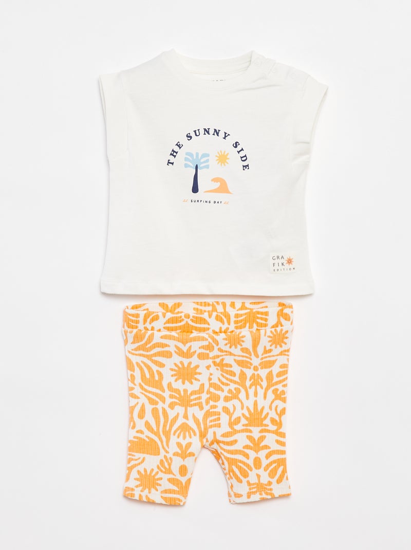 Conjunto de camiseta + pantalón ciclista estampado  - Grafik Edition Blanco - Kiabi
