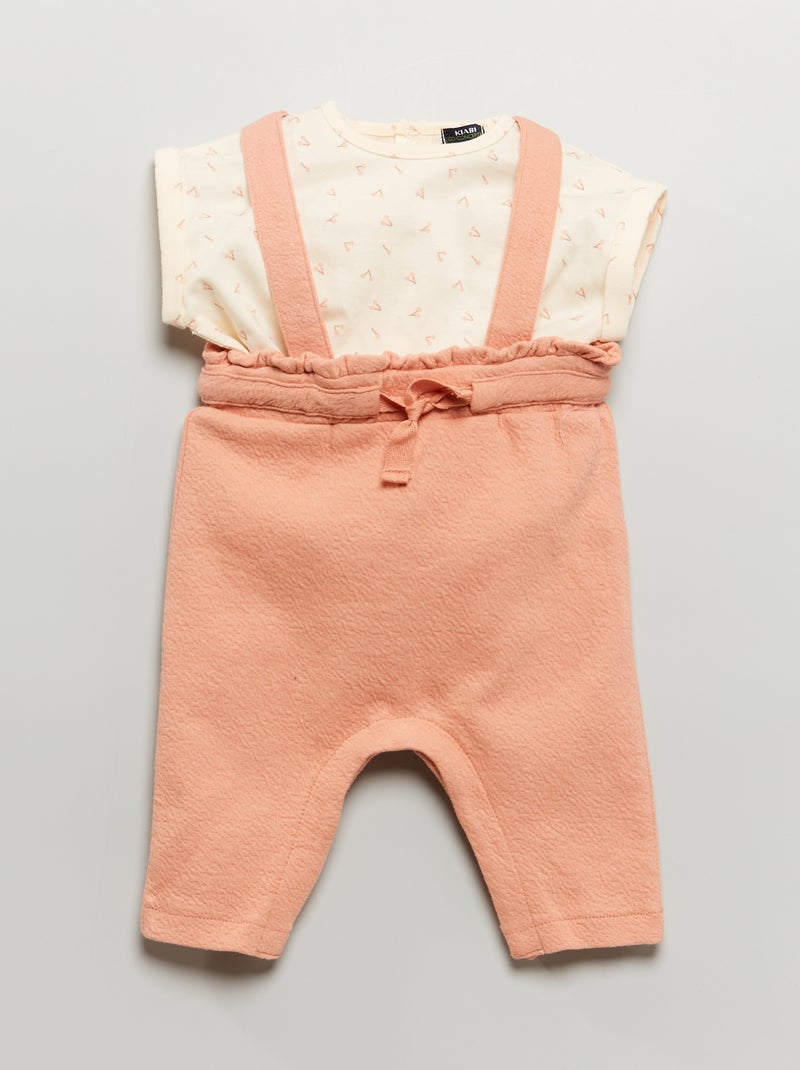 Conjunto de camiseta + pantalón con tirantes - 2 piezas BLANCO - Kiabi