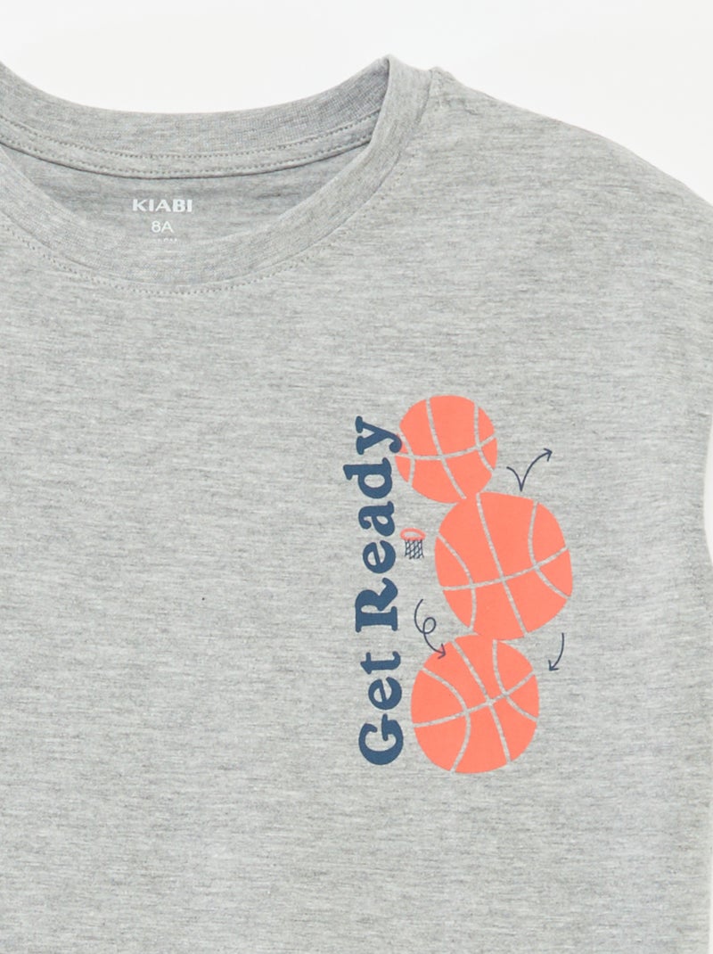 Conjunto de camiseta + pantalón corto  - 2 piezas GRIS - Kiabi