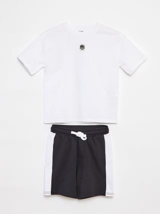 Conjunto de camiseta + pantalón corto bicolor  - 2 piezas
