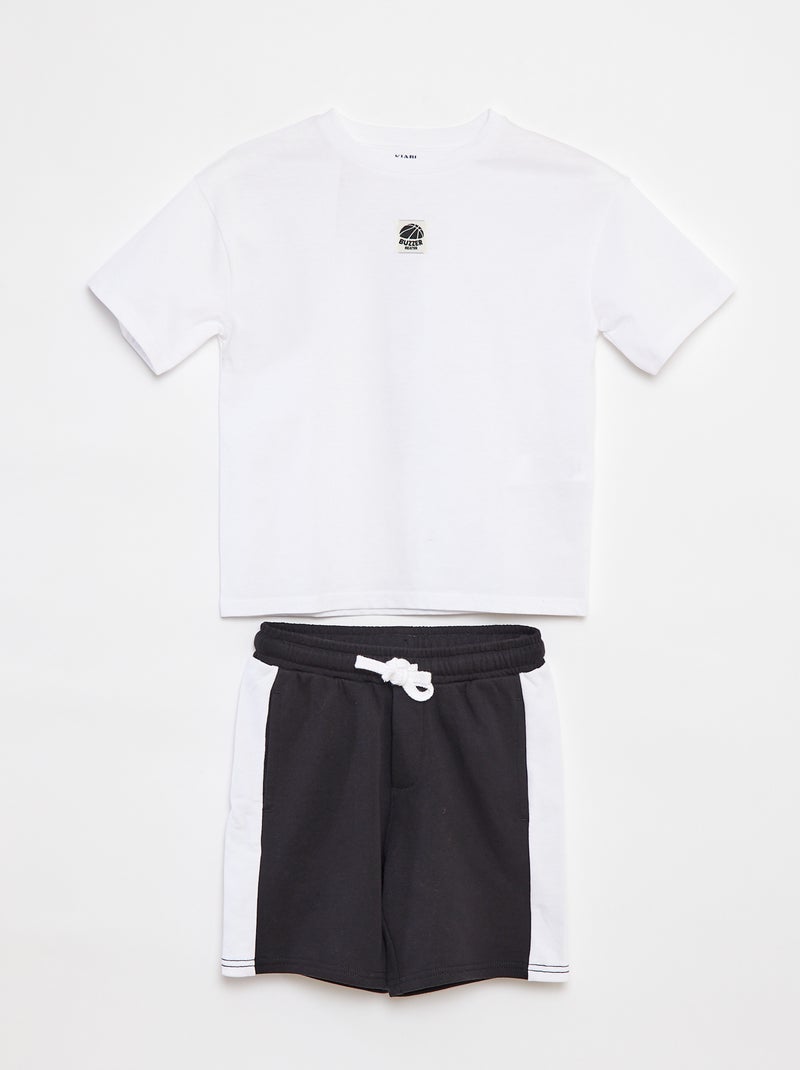 Conjunto de camiseta + pantalón corto bicolor  - 2 piezas BLANCO - Kiabi