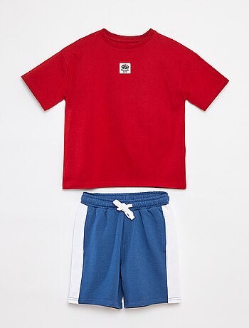 Conjunto de camiseta + pantalón corto bicolor - 2 piezas