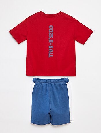 Conjunto de camiseta + pantalón corto bicolor - 2 piezas