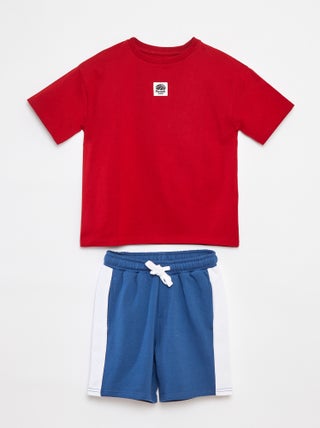 Conjunto de camiseta + pantalón corto bicolor  - 2 piezas