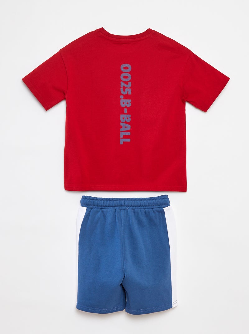 Conjunto de camiseta + pantalón corto bicolor  - 2 piezas ROJO - Kiabi