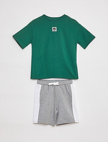 Conjunto de camiseta + pantalón corto bicolor - 2 piezas