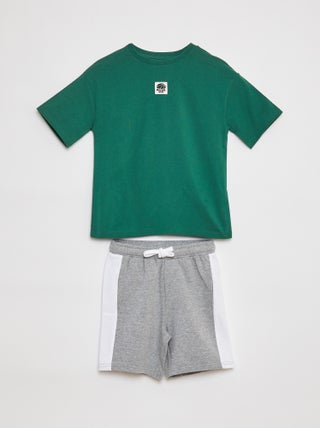 Conjunto de camiseta + pantalón corto bicolor  - 2 piezas