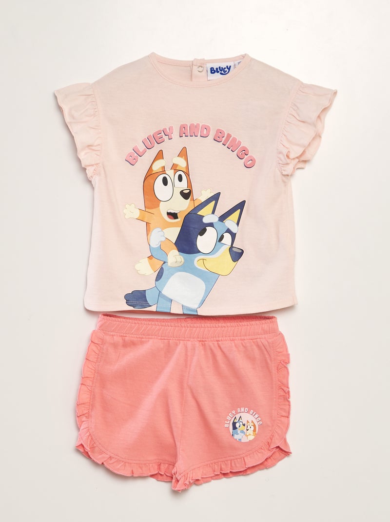 Conjunto de camiseta + pantalón corto 'Bluey' - 2 piezas ROSA - Kiabi