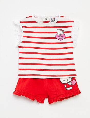 Conjunto de camiseta + Pantalón corto con volantes 'Hello Kitty' - 2 piezas
