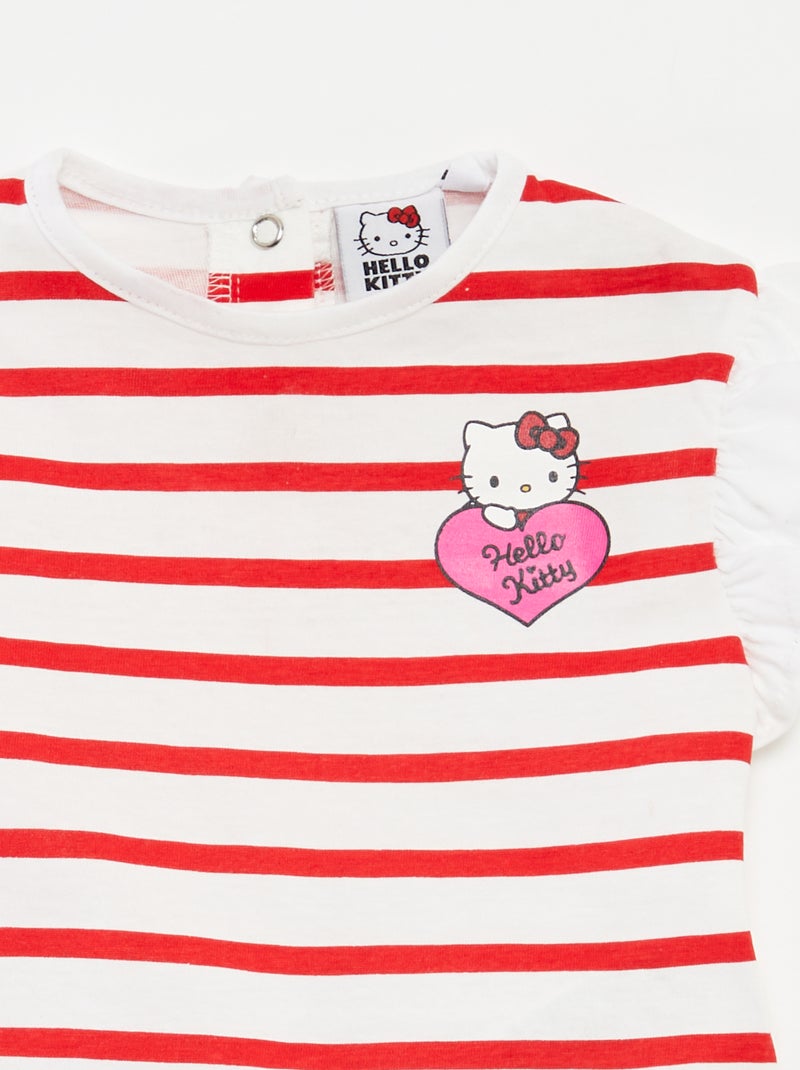 Conjunto de camiseta + Pantalón corto con volantes 'Hello Kitty' - 2 piezas BLANCO - Kiabi