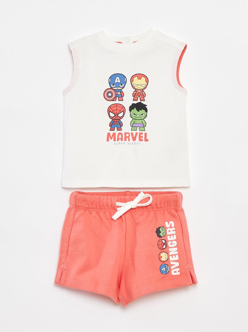 Conjunto de camiseta + pantalón corto 'Marvel' ROJO - Kiabi