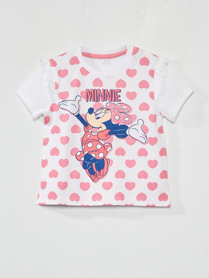 Conjunto de camiseta + pantalón corto 'Minnie'  - 2 piezas rosa/blanco - Kiabi