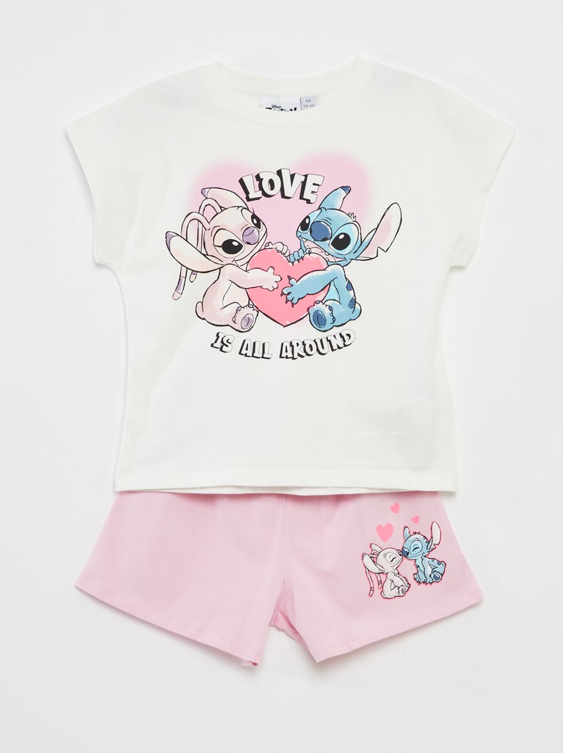 Conjunto de camiseta + pantalón corto 'Stitch' 2 piezas Blanco - Kiabi