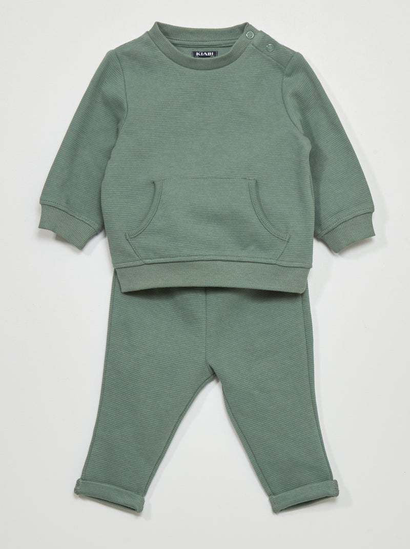 Conjunto de camiseta + pantalón de jogging  - 2 piezas verde gris - Kiabi
