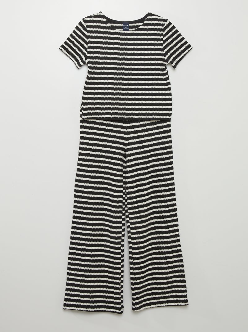 Conjunto de camiseta + pantalón de rayas - 2 piezas NEGRO - Kiabi