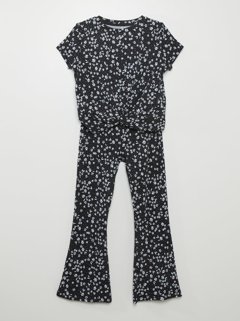 Conjunto de camiseta + pantalón estampado - 2 piezas NEGRO - Kiabi