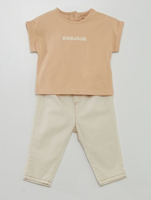 Conjunto de camiseta + pantalón paperbag - Kiabi