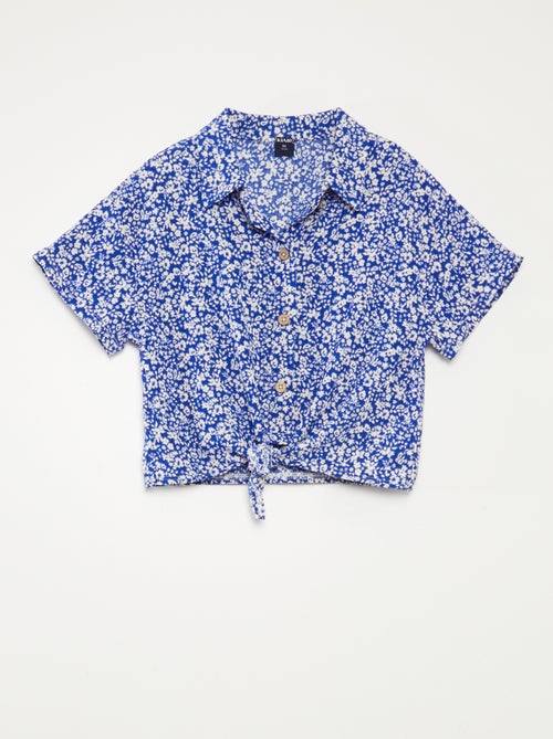 Conjunto de camiseta + pantalón vaporoso con estampado de flores - 2 piezas - Kiabi