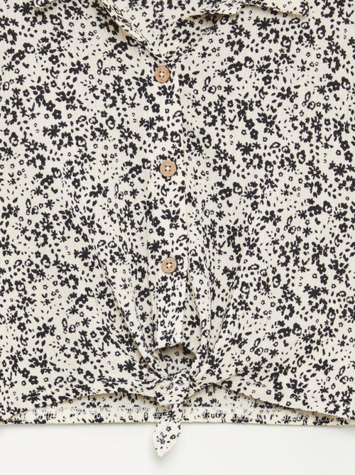 Conjunto de camiseta + pantalón vaporoso con estampado de flores - 2 piezas - Kiabi