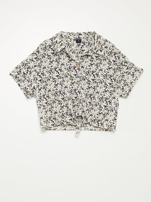 Conjunto de camiseta + pantalón vaporoso con estampado de flores - 2 piezas - Kiabi