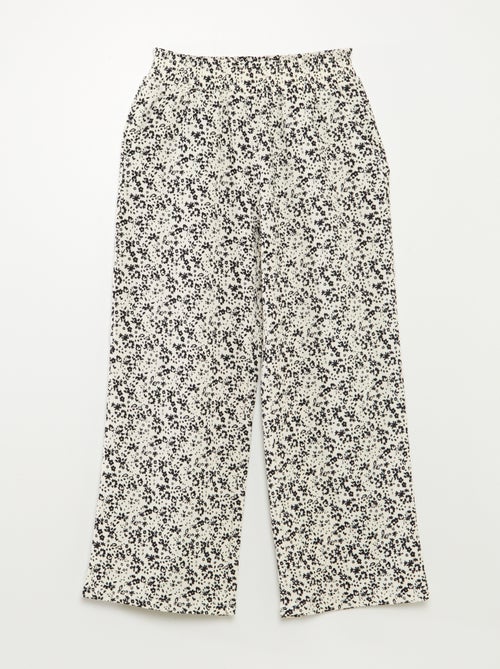 Conjunto de camiseta + pantalón vaporoso con estampado de flores - 2 piezas - Kiabi